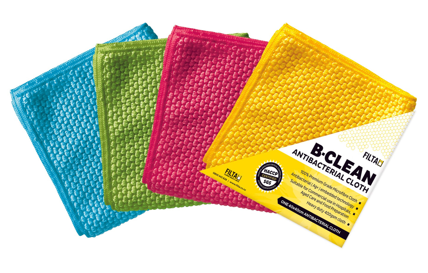 FILTA B-CLEAN ANTIBACTERIAL MICROFIBRE CLOTH PINK 40CM X 40CM