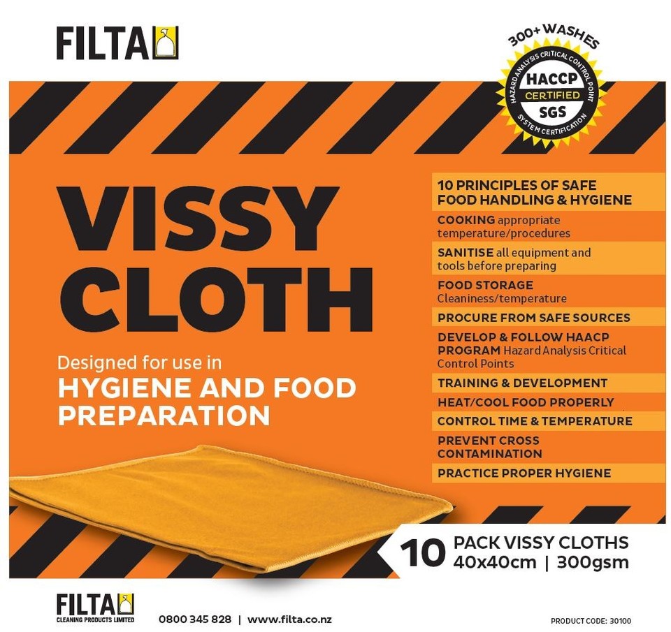 FILTA VISSY COMMERCIAL MICROFIBRE CLOTH ORANGE 40CM X 40CM