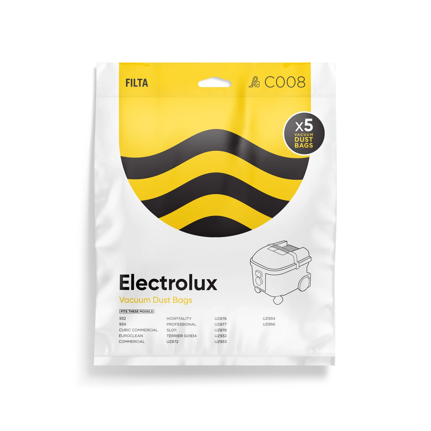 FILTA ELECTROLUX UZ934 SMS MULTI LAYERED VACUUM CLEANER BAGS 5 PACK (C008)